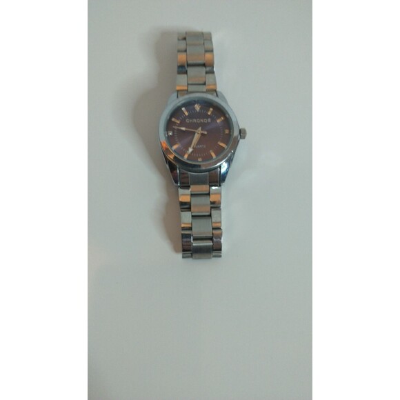 Men's Chronos Blue Faced Watch Needs New Battery Metal Band - Picture 4 of 6